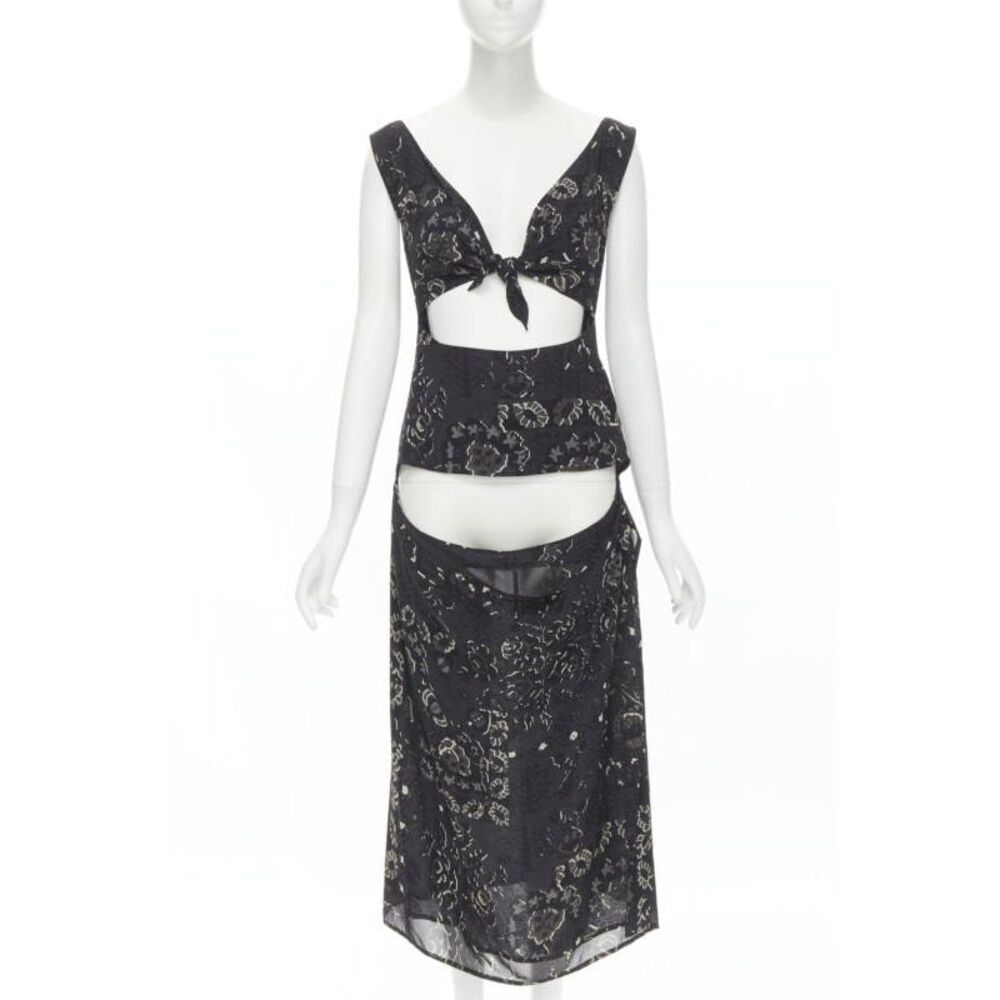 Yohji Yamamoto pixelated floral paisley cut out dress